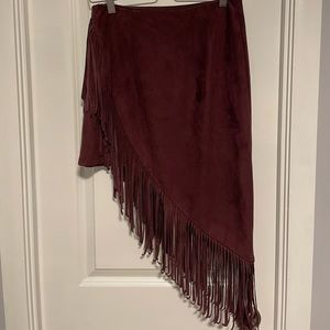 NWOT asymmetrical skirt with fringes